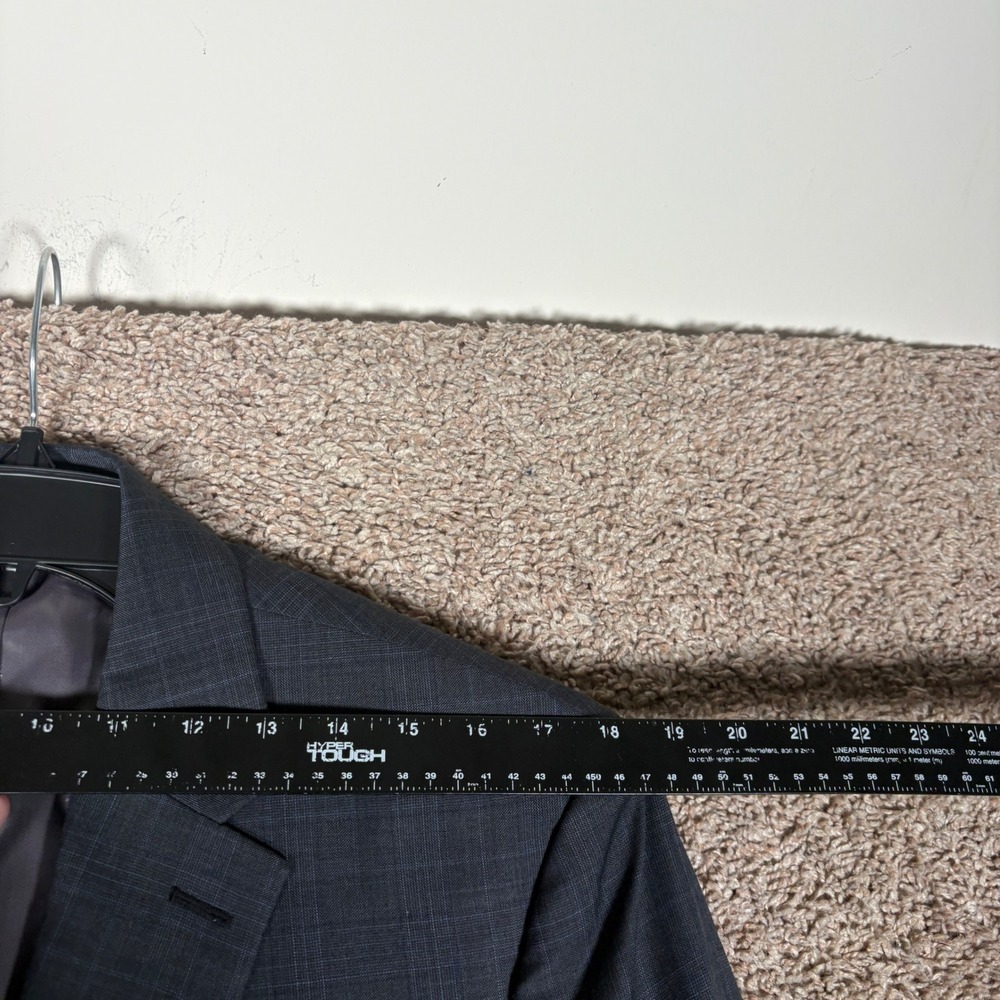 Lauren Ralph Lauren Mens 44R Suit 36x32 Charcoal Grey Blue Glen Plaid Wool Blend - Picture 5 of 16
